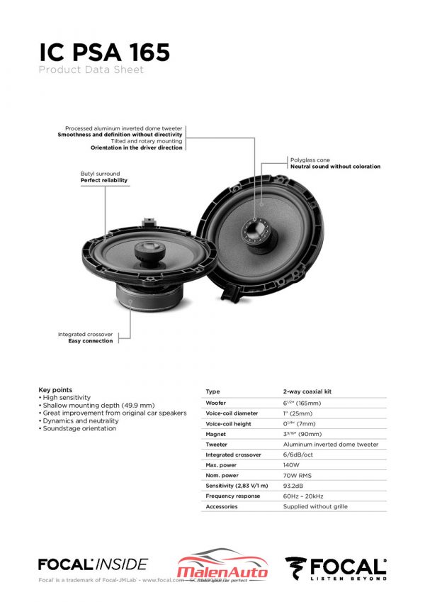 thong so loa focal plug&play peugoet